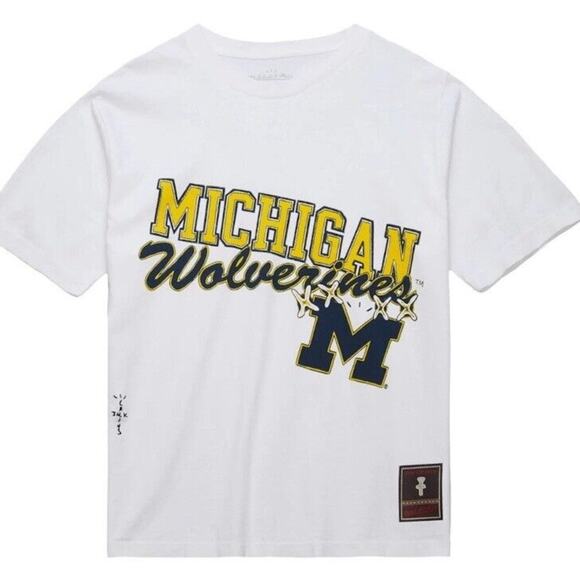 Cactus Jack Travis Scott Mitchell & Ness University Of Michigan Tee New w/o Tag - Picture 1 of 7